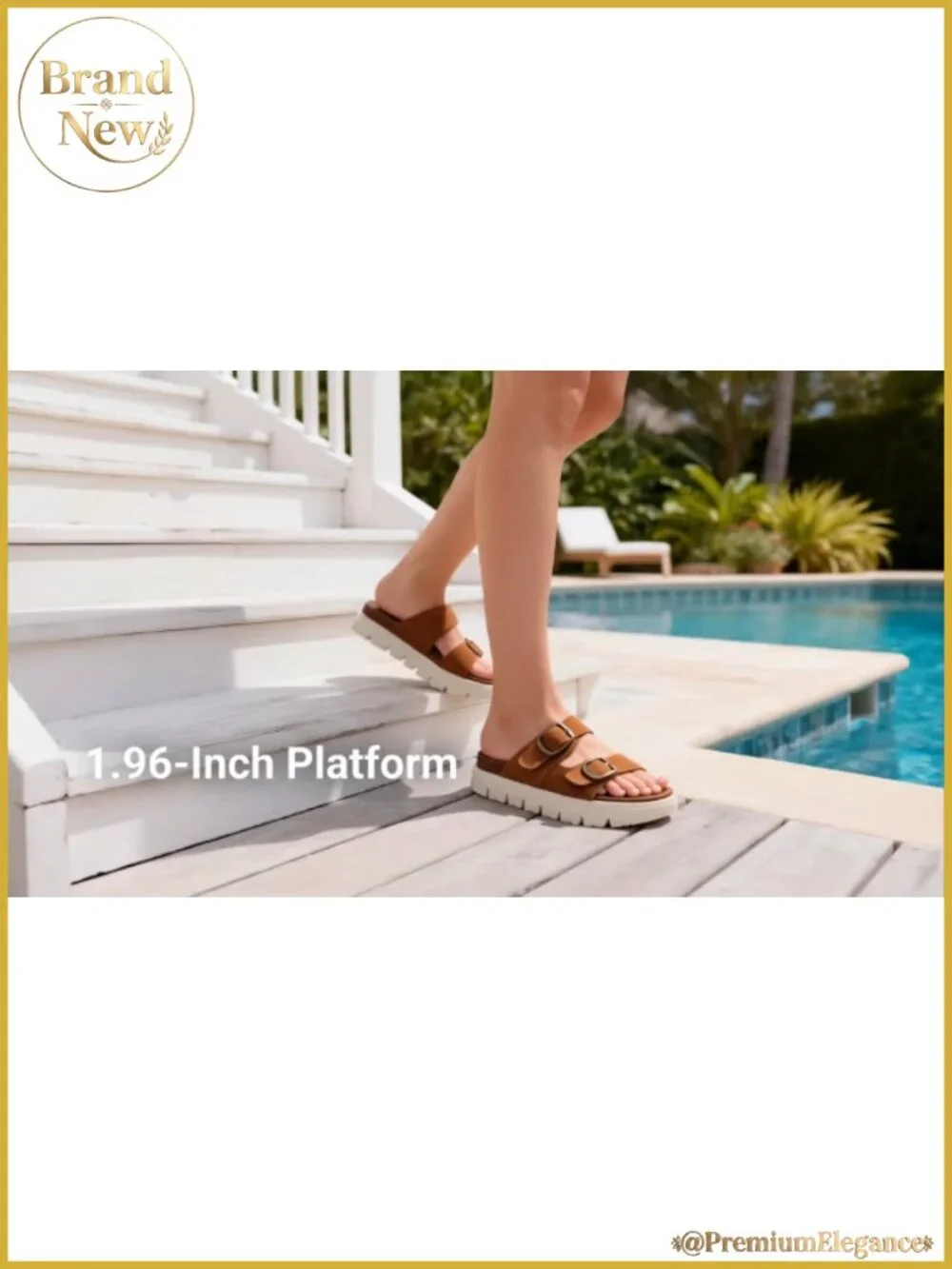 Cork Platform Slide Sandals Leather Footbed Arch Support